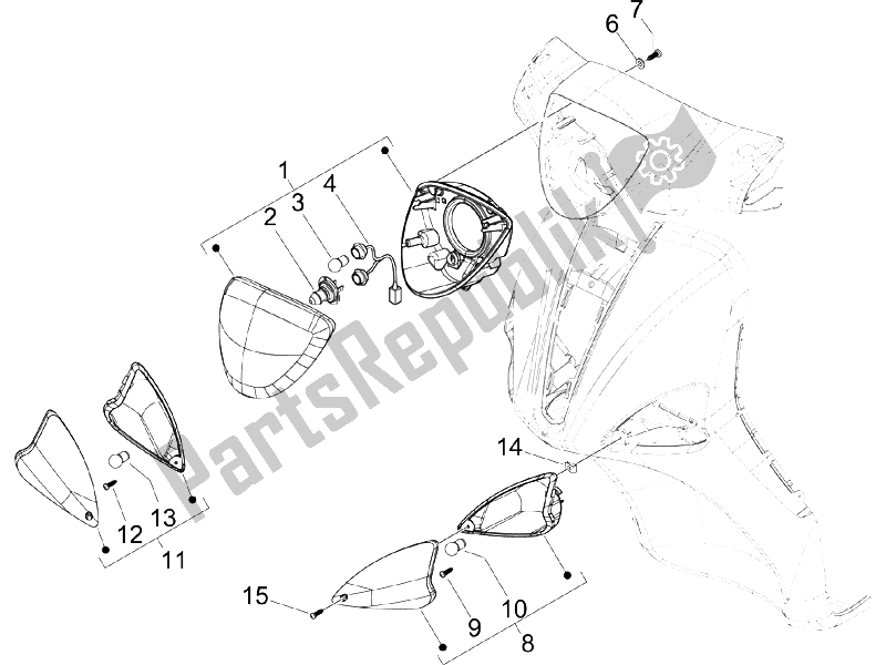 Toutes les pièces pour le Phares Avant - Clignotants du Piaggio Liberty 50 4T Delivery 2006