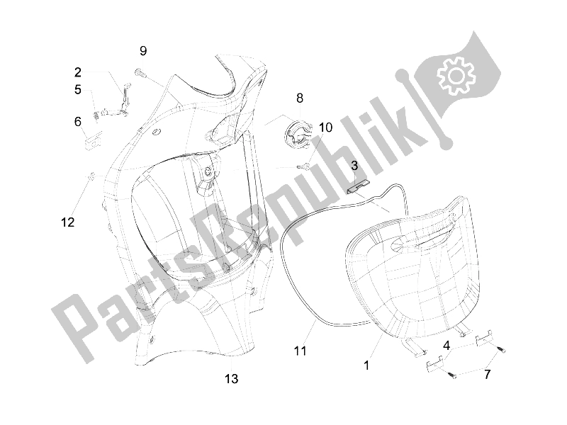 All parts for the Front Glove-box - Knee-guard Panel of the Piaggio Liberty 200 4T Sport E3 2006