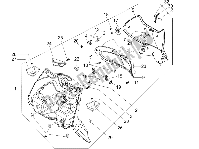 Todas las partes para Guantera Frontal - Panel De Rodilleras de Piaggio Beverly 500 2005