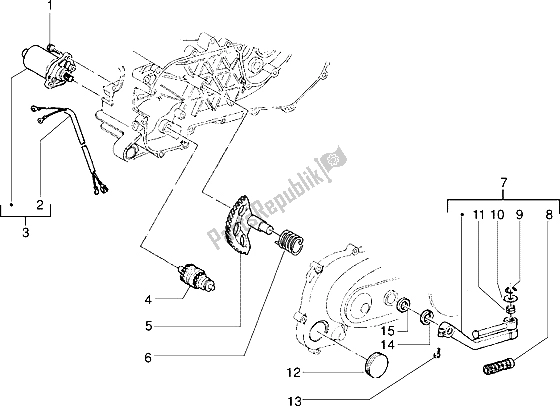 All parts for the Starting Motor-starter Lever of the Piaggio NTT 50 1995