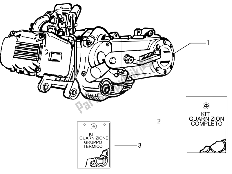 Toutes les pièces pour le Moteur, Assemblage du Piaggio Liberty 125 4T Delivery E3 2007