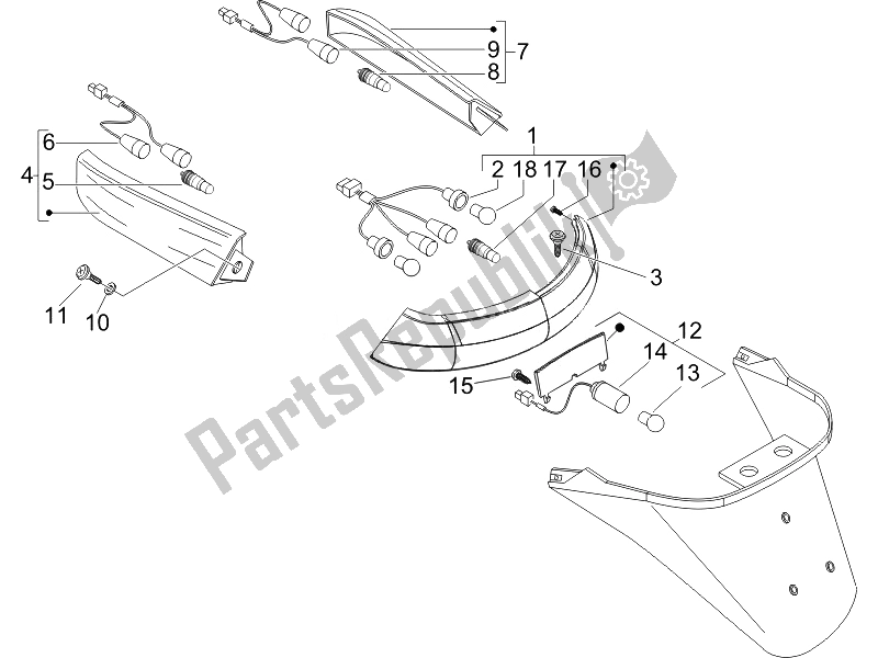 Toutes les pièces pour le Phares Arrière - Clignotants du Piaggio X EVO 125 Euro 3 2007