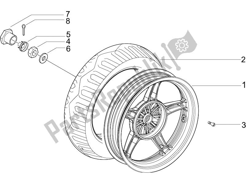 Toutes les pièces pour le Roue Arrière du Piaggio Liberty 50 2T Sport 2006