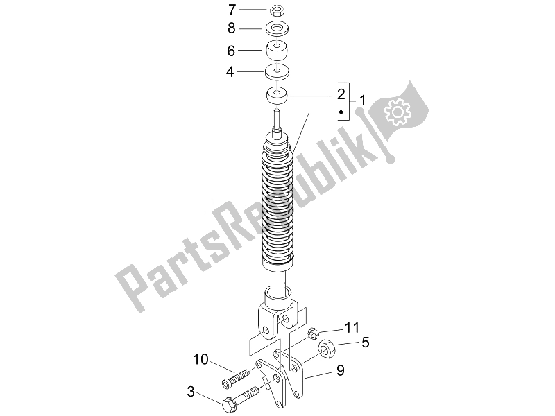 Tutte le parti per il Sospensione Posteriore - Ammortizzatore / I del Piaggio FLY 125 4T E3 2007