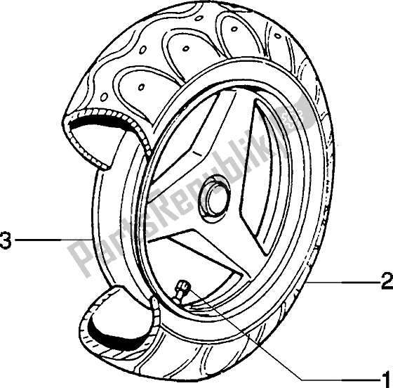 All parts for the Rear Wheel of the Piaggio ZIP Freno A Disco 50 1995