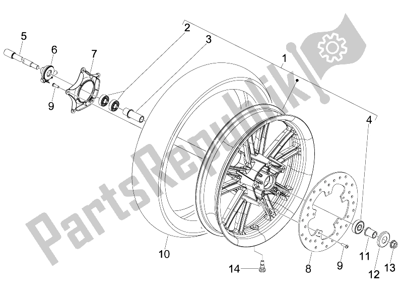 Alle onderdelen voor de Voorwiel van de Piaggio Beverly 250 E3 2007