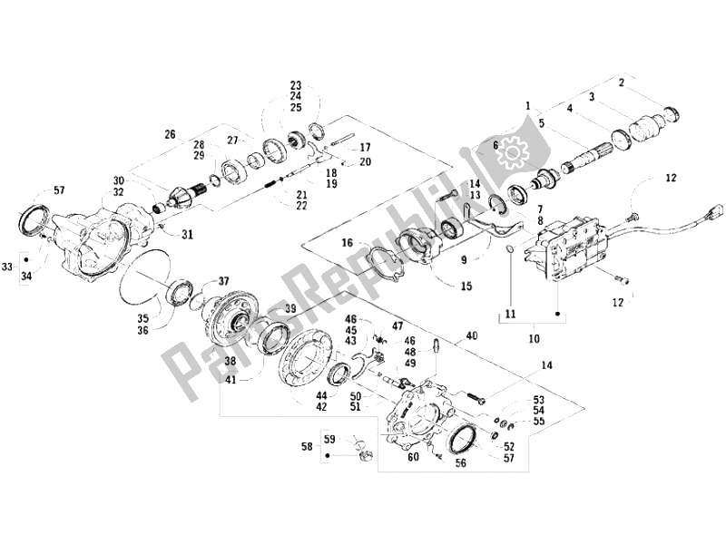 All parts for the Front Transmission of the Piaggio Trackmaster 400 2006