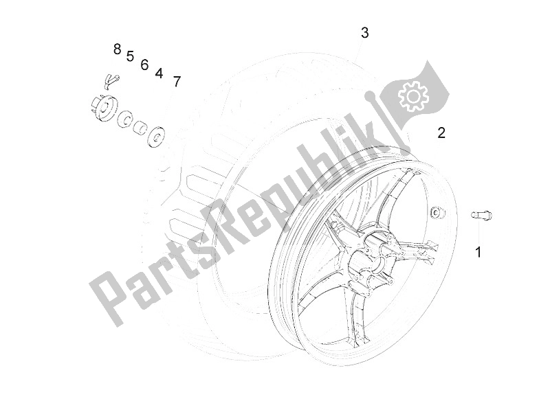 Toutes les pièces pour le Roue Arrière du Piaggio Liberty 125 4T 2V IE E3 Vietnam 2011