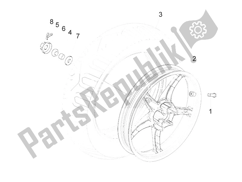 All parts for the Rear Wheel of the Piaggio Liberty 150 4T 2V E3 PTT Libanon Israel 2011