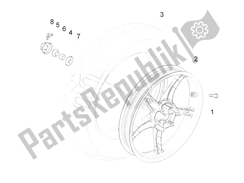 Toutes les pièces pour le Roue Arrière du Piaggio Liberty 150 4T 2V E3 PTT Libanon Israel 2011