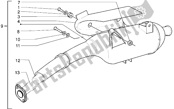 All parts for the Silencer of the Piaggio X9 125 2000