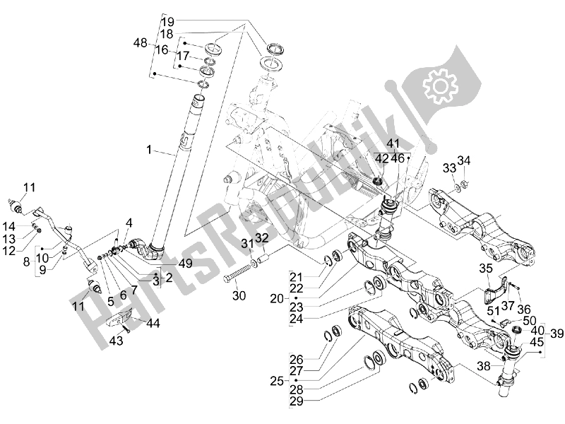 Toutes les pièces pour le Fourche / Tube De Direction - Palier De Direction du Piaggio MP3 400 IE 2007