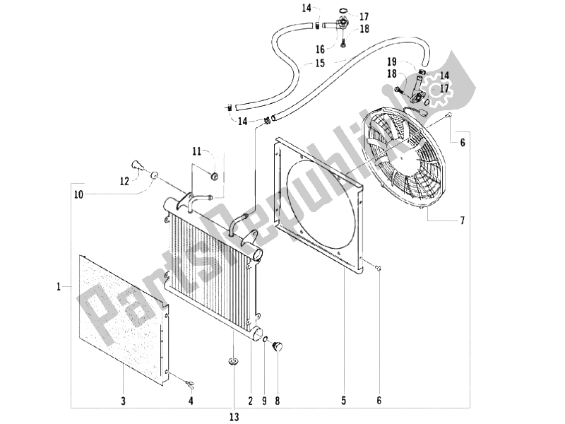 All parts for the Cooling System of the Piaggio Trackmaster 400 Passo Corto 2006