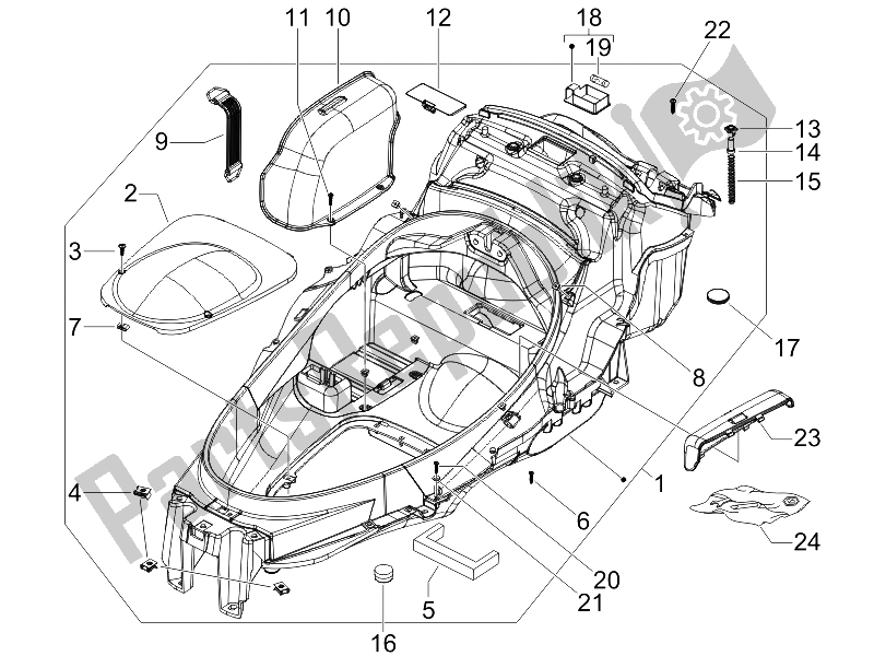 All parts for the Helmet Huosing - Undersaddle of the Piaggio MP3 125 2006