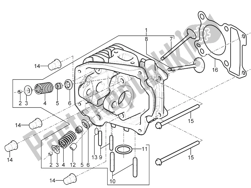 Toutes les pièces pour le Unité De Tête - Valve du Piaggio Typhoon 125 4T 2V E3 USA 2011