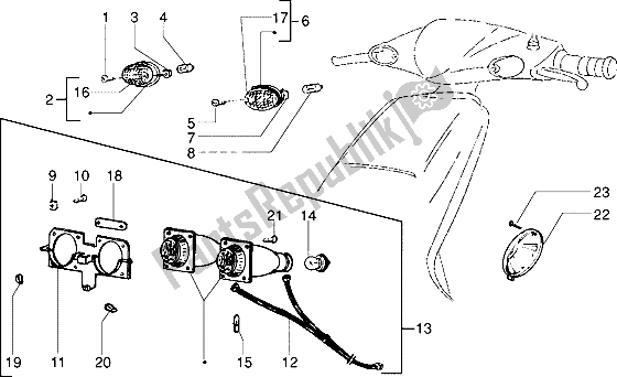 Toutes les pièces pour le Feu Clignotant du Piaggio NRG Extreme 50 1999