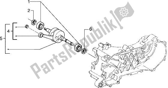 All parts for the Crankshaft of the Piaggio Hexagon 125 1996