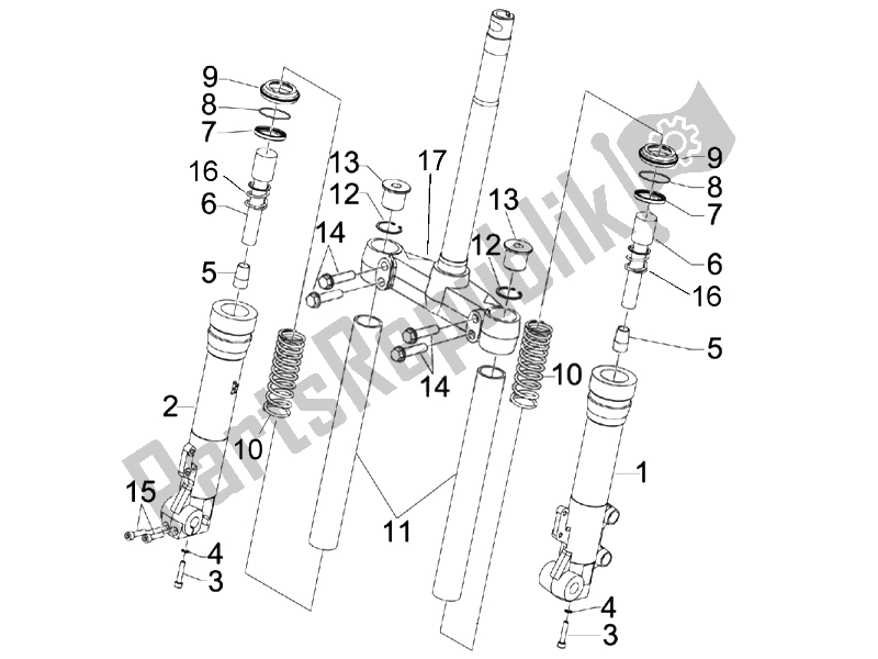 Todas las partes para Componente Della Forcella (kayaba) de Piaggio X EVO 125 Euro 3 UK 2007