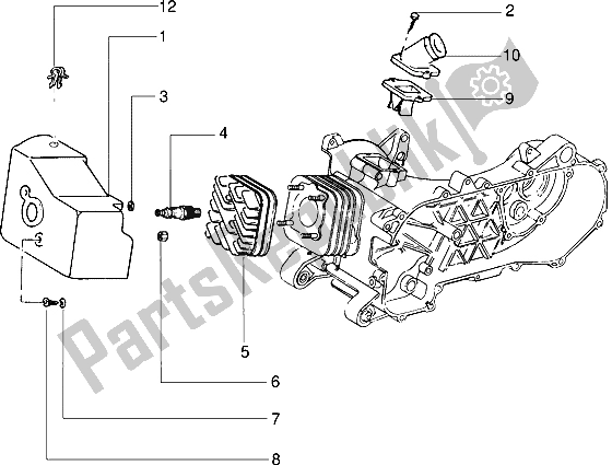 Alle onderdelen voor de Cilinderkop-koelkap-inlaat En Inductiepijp van de Piaggio ZIP RST 50 1996
