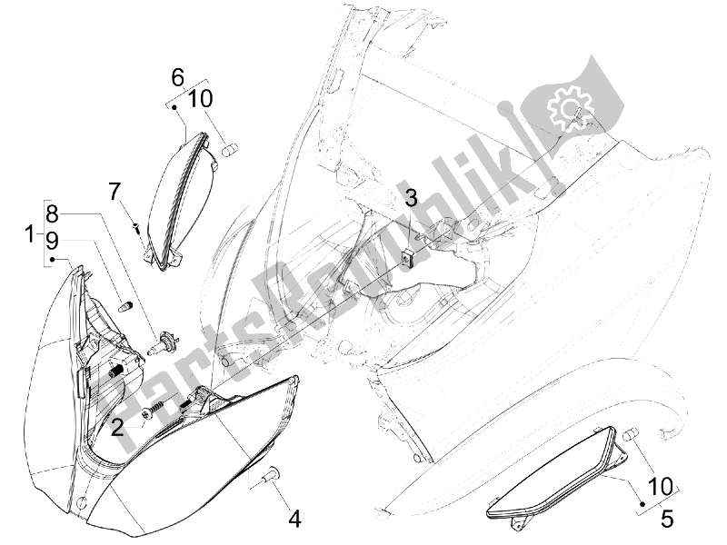 Tutte le parti per il Fari Anteriori - Indicatori Di Direzione del Piaggio MP3 250 2006