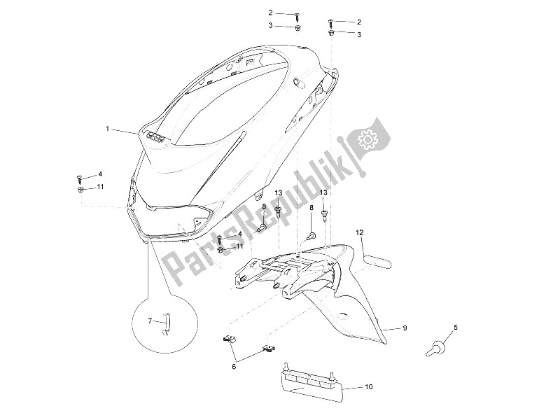 Tutte le parti per il Coperchio Posteriore - Paraspruzzi del Piaggio Liberty 125 4T 2V IE E3 Vietnam 2011