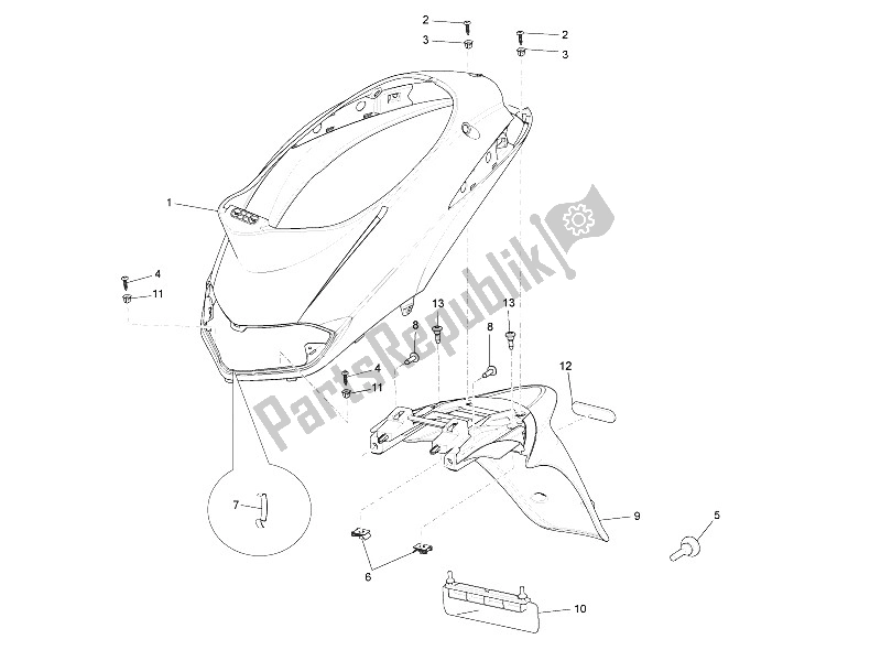 Todas las partes para Cubierta Trasera - Protector Contra Salpicaduras de Piaggio Liberty 125 4T 2V IE E3 Vietnam 2011