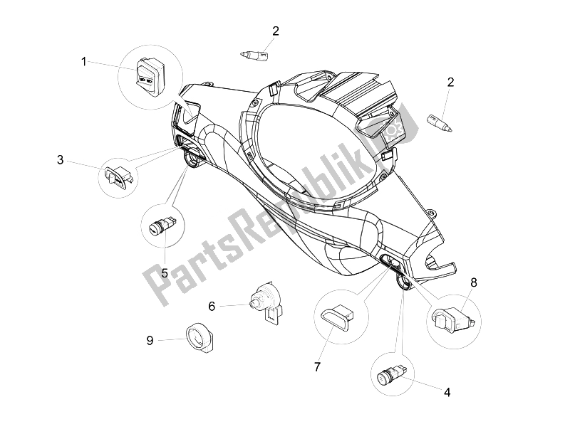 All parts for the Selectors - Switches - Buttons of the Piaggio FLY 50 4T 4V USA 1 2014