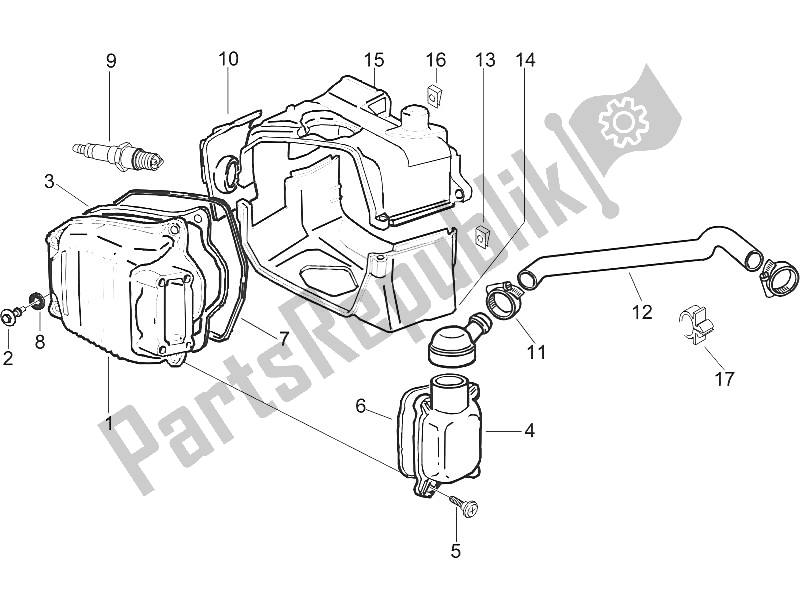 All parts for the Cylinder Head Cover of the Piaggio Liberty 150 4T 2V E3 PTT Libanon Israel 2011