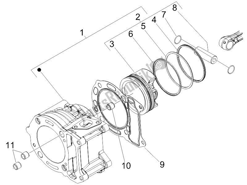 Toutes les pièces pour le Unité Cylindre-piston-axe De Poignet du Piaggio MP3 125 2006