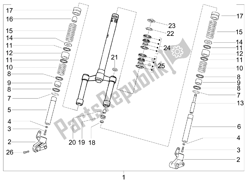 Alle onderdelen voor de Vork / Stuurbuis - Stuurlagereenheid van de Piaggio NRG Power DT Serie Speciale D 50 2007