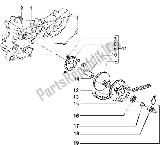 All parts for the Driving Pulley of the Piaggio Free Pptt 50 1995