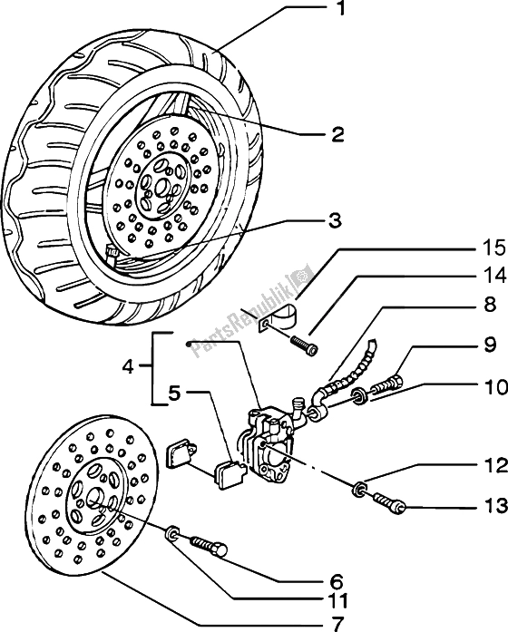 Toutes les pièces pour le étrier De Frein De Roue Avant du Piaggio ZIP Catalyzed 50 2000