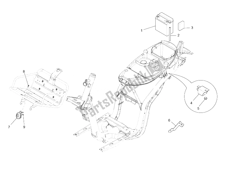 Toutes les pièces pour le Télécommandes - Batterie - Klaxon du Piaggio Liberty 50 4T PTT 2014