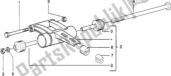 All parts for the Swinging Arm of the Piaggio ZIP Catalyzed 50 2000