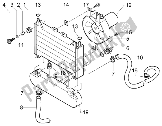 Alle onderdelen voor de Koelvloeistof Radiator van de Piaggio X9 125 Evolution 2006