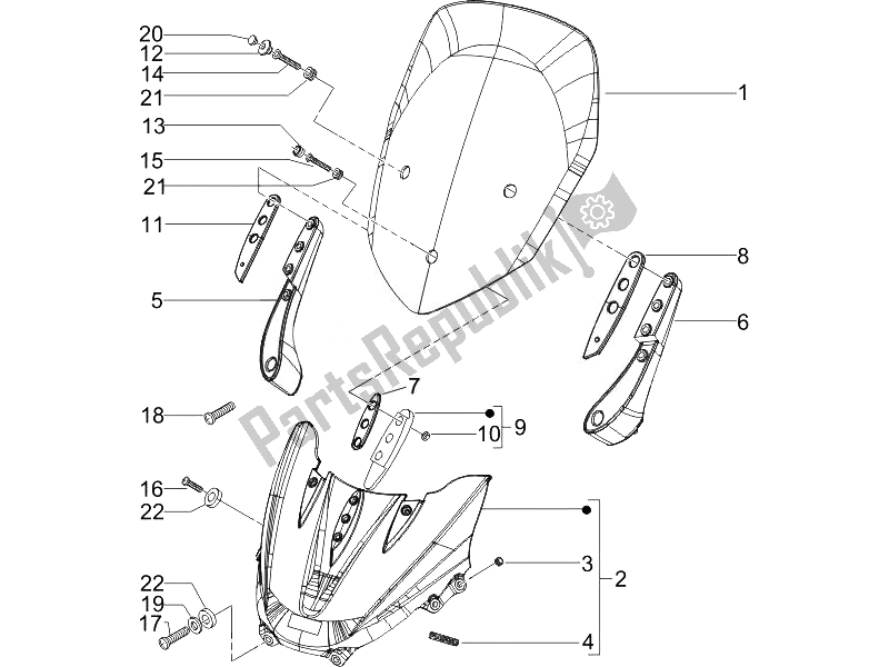 Todas las partes para Parabrisas - Vidrio de Piaggio X9 125 Evolution Euro 3 2007