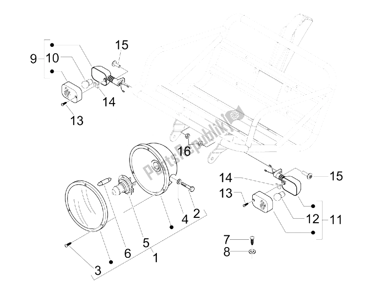 Toutes les pièces pour le Phares Avant - Clignotants du Piaggio Liberty 50 4T PTT D 2014