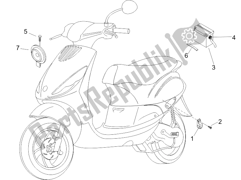 Toutes les pièces pour le Télécommandes - Batterie - Klaxon du Piaggio ZIP 50 4T 25 KMH 2006