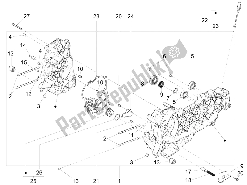 Todas las partes para Caja Del Cigüeñal de Piaggio X 10 125 4T 4V I E E3 2012