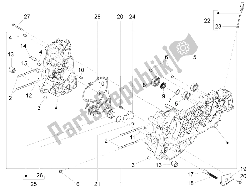 Toutes les pièces pour le Carter du Piaggio X 10 125 4T 4V I E E3 2012