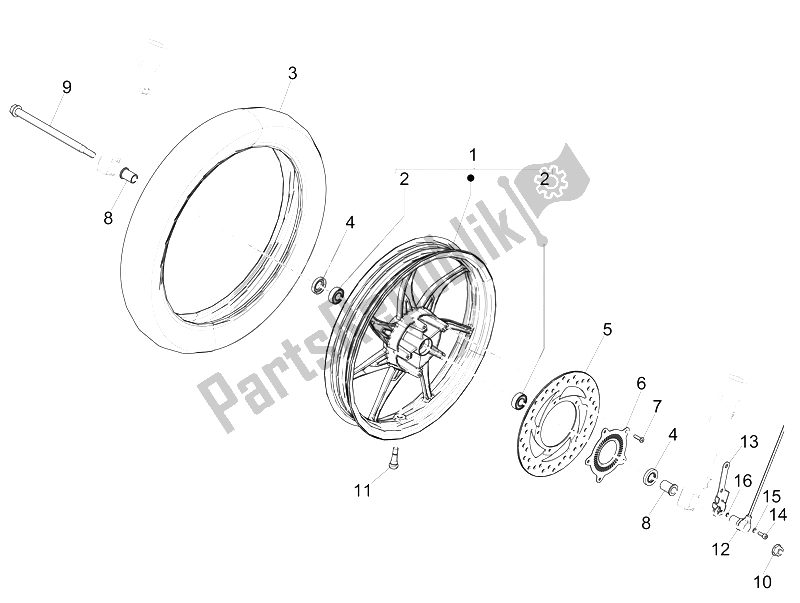 Toutes les pièces pour le Roue Avant du Piaggio Liberty 125 Iget 4T 3V IE ABS EU 2015