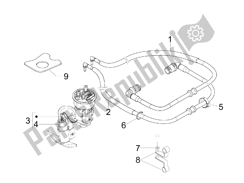 Toutes les pièces pour le Système D'alimentation du Piaggio BV 500 USA 2008