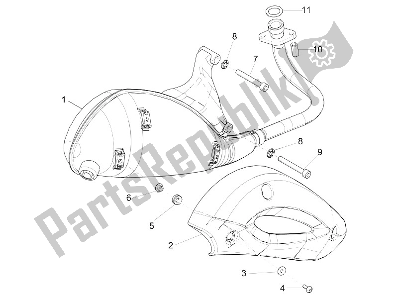 All parts for the Silencer of the Piaggio FLY 50 4T 4V USA 2011