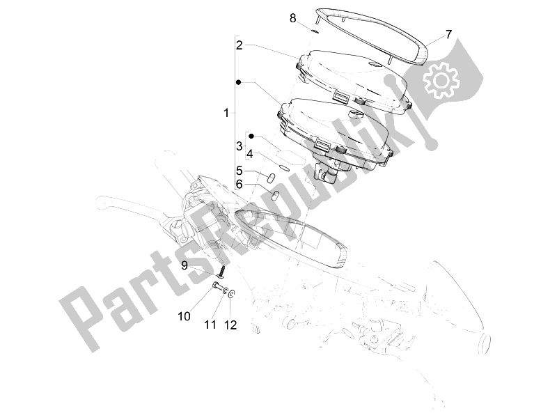 Toutes les pièces pour le Tableau De Bord Combiné du Piaggio Liberty 50 4T PTT 2014