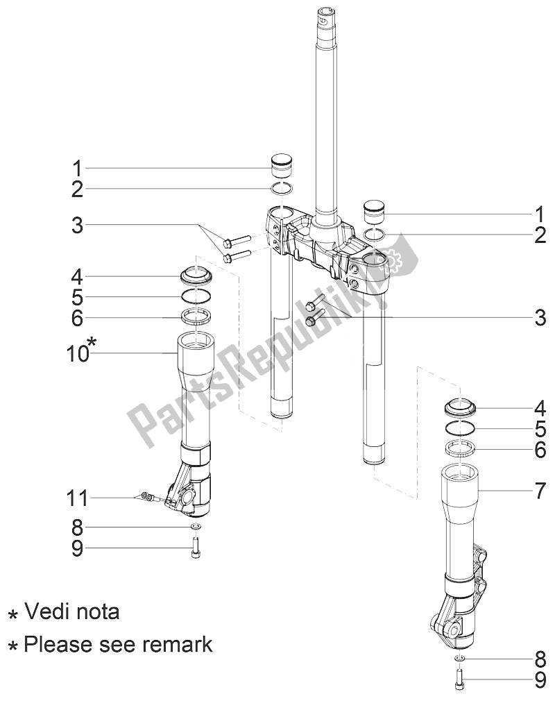 All parts for the Fork's Components (kayaba) of the Piaggio Beverly 300 IE ABS E4 EU 2016