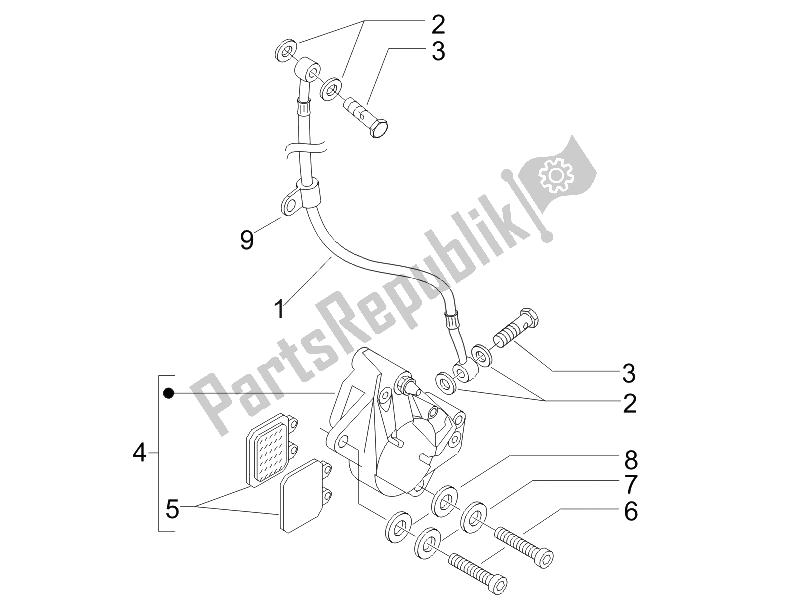 All parts for the Brakes Pipes - Calipers of the Piaggio Liberty 150 4T E3 2008