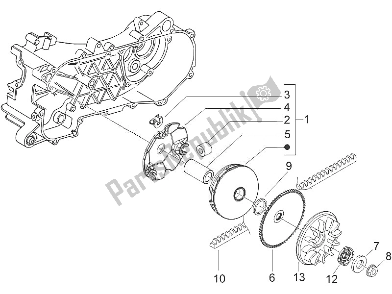 Toutes les pièces pour le Poulie Motrice du Piaggio FLY 50 4T 2V 25 30 KMH 2016