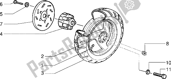 All parts for the Rear Wheel (vehicle With Rear Hub Brake) of the Piaggio NRG Extreme 50 1999