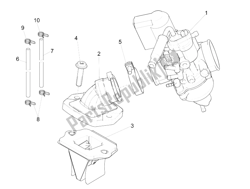 Tutte le parti per il Carburatore, Gruppo - Raccordo del Piaggio ZIP 50 SP Euro 2 2006