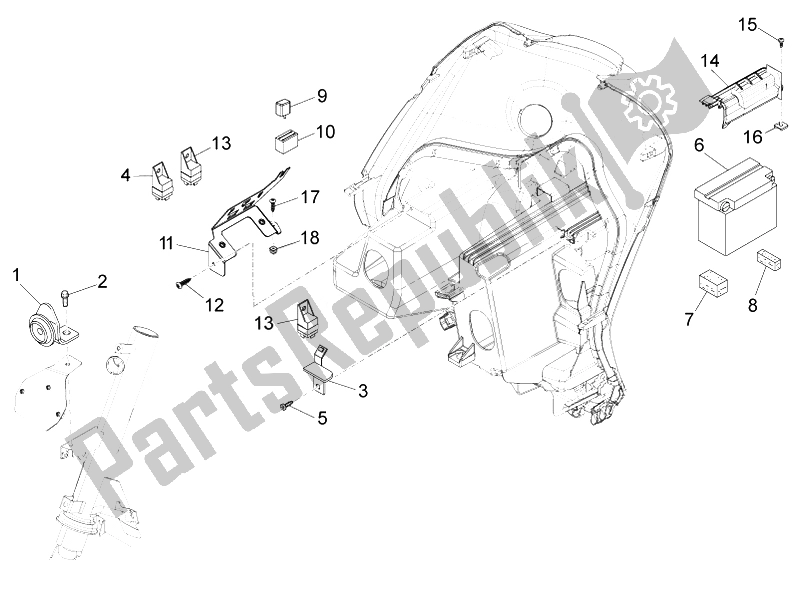 All parts for the Remote Control Switches - Battery - Horn of the Piaggio FLY 125 4T 3V IE Vietnam 2014